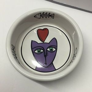 Signature Stoneware "Jester" Pet Cat Food Bowl